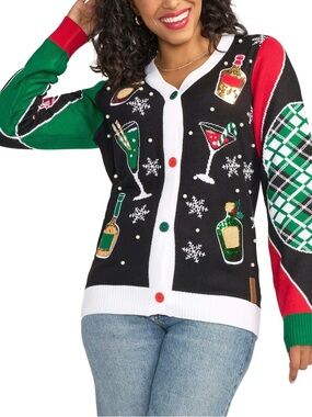 Tipsy Elves Mix and Be Merry Christmas Cardigan Sweater / Size: 2XL / Holiday